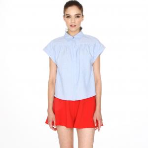 Блузка с короткими рукавами PEPALOVES. Цвет: голубой