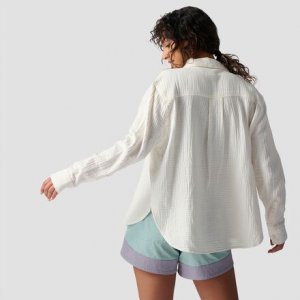 Хлопково-марлевая рубашка на пуговицах с длинными рукавами женская , цвет Egret Backcountry