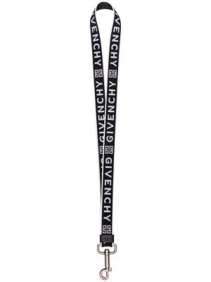 Black and white logo lanyard keyring Givenchy. Цвет: черный