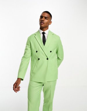 Зеленый двубортный пиджак большого размера с лацканами Devils Advocate