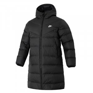 Solid Warm Casual Mid-Length Hooded Down Jacket Men outerwear Black FB8180-010 Nike