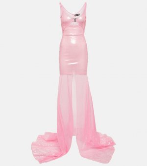 Прозрачное платье с пайетками , розовый David Koma