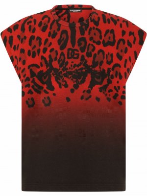 Топ без рукавов с леопардовым принтом Dolce & Gabbana. Цвет: красный