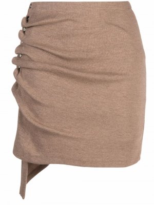 Юбка тонкой вязки со сборками Paco Rabanne. Цвет: коричневый