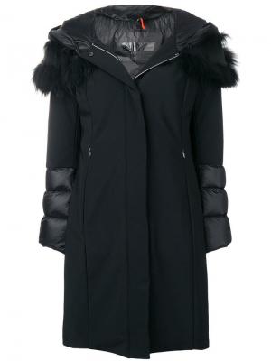 Пальто с капюшоном оторочкой мехом лисы Rrd. Цвет: черный
