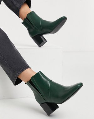 Темно-зеленые ботинки челси на каблуке -Зеленый цвет Glamorous