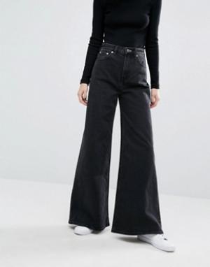 Широкие расклешенные джинсы Ace-Черный Weekday