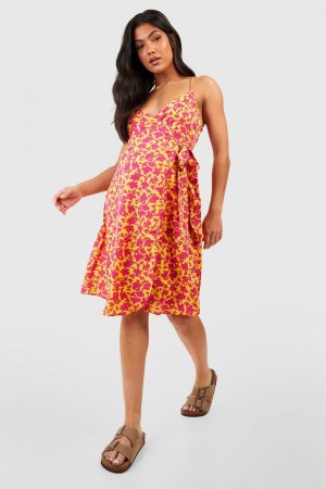Платье с цветочным принтом и бретельками для беременных boohoo, розовый Boohoo