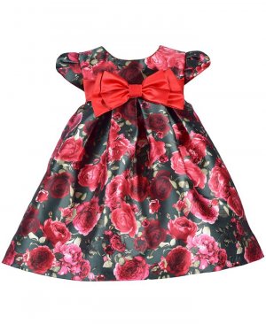 Платье-трапеция с короткими рукавами и бантом для маленьких девочек , мультиколор Bonnie Baby