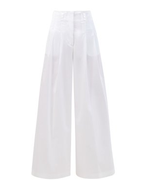 Широкие брюки в стиле leisure из хлопка на высокой посадке PESERICO. Цвет: белый