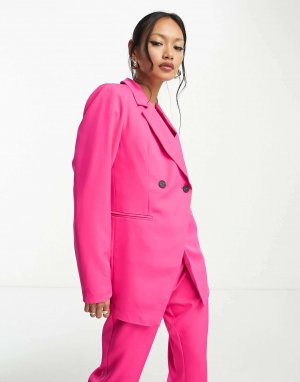 Ярко-розовый скроенный пиджак асимметричного кроя Vila
