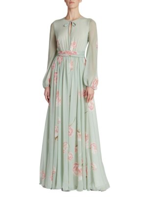 Плиссированное платье в пол , цвет Mint Tea Giambattista Valli