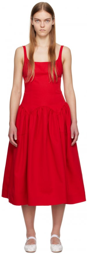 Красное платье-миди в форме сверчка Sandy Liang