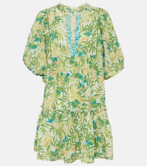 Хлопковое мини-платье aria с цветочным принтом , зеленый Poupette St Barth