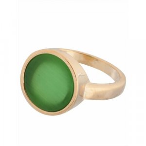 Кольцо помолвочное , кошачий глаз, размер 18, зеленый Lotus Jewelry. Цвет: зеленый