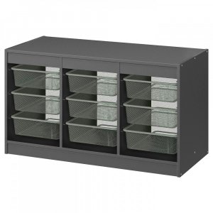 Комбинация для хранения ИКЕА ТРУФАСТ с ящиками серый светло-зеленый 99x44x56 см IKEA