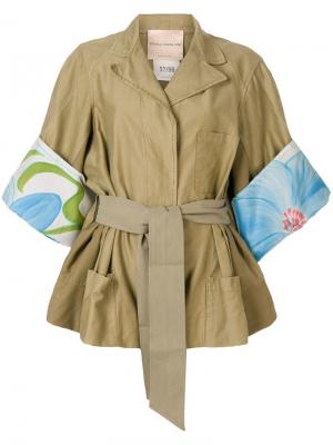 Куртка с контрастными узорчатыми манжетами Erika Cavallini. Цвет: коричневый