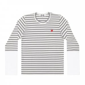 Свитшот PLAY Small Heart Striped, белый/серый Comme des Garçons