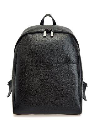 Рюкзак из фактурной матовой кожи с мембранной спинкой CANALI. Цвет: черный
