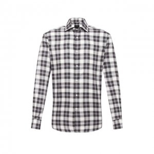 Хлопковая рубашка Ermenegildo Zegna. Цвет: серый