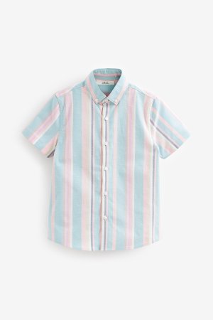 Рубашка с короткими рукавами и горизонтальными полосками Next, синий