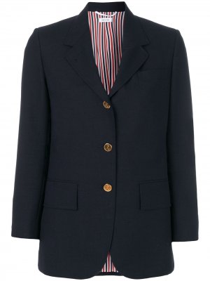 Однобортный пиджак с широкими лацканами Thom Browne. Цвет: синий