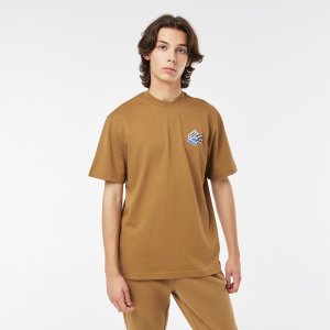 Футболки Мужская футболка из плотного хлопка Lacoste. Цвет: коричневый