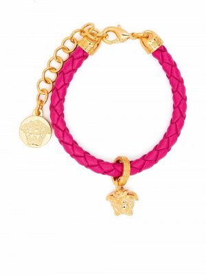 Woven leather bracelet Versace. Цвет: розовый