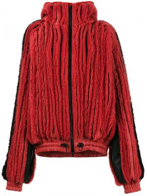 Ребристая меховая куртка Y / Project. Цвет: красный