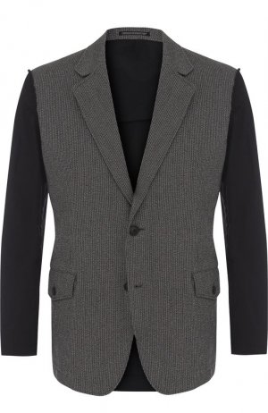 Однобортный хлопковый пиджак с контрастной отделкой Yohji Yamamoto. Цвет: серый