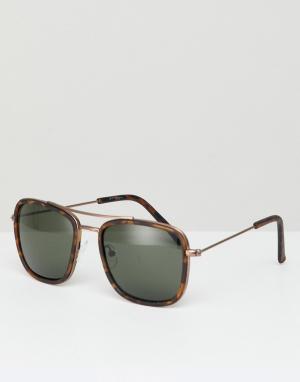Квадратные солнцезащитные oversize-очки в черепаховой оправе Jeepers Peepers. Цвет: коричневый