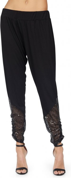 Укороченные брюки Westman со сборками и контрастными пайетками , черный Michael Lauren