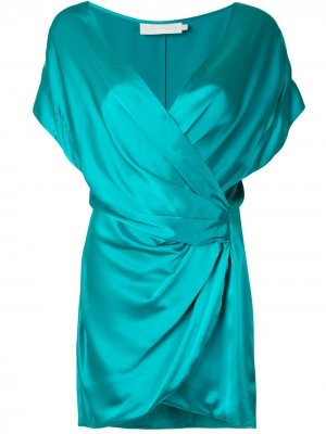 Платье с открытыми плечами и запахом Michelle Mason. Цвет: зеленый