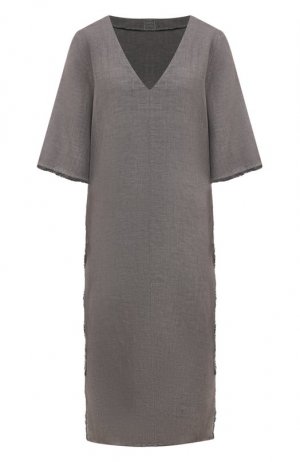 Льняное платье 120% Lino. Цвет: серый