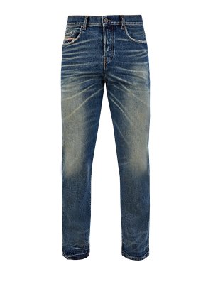 Прямые джинсы D-Viker с потертостями и застежкой на пуговицы DIESEL. Цвет: синий