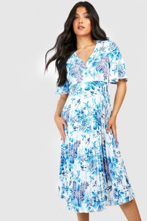 Платье с запахом и цветочным цветом для беременных , синий Boohoo