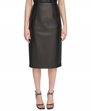 Женская юбка-миди из искусственной кожи , черный Calvin Klein