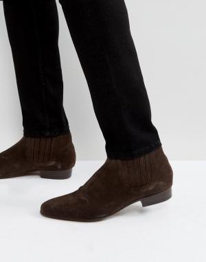Коричневые замшевые ботинки челси H By Hudson Zelus. Цвет: коричневый