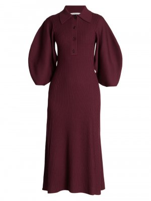 Трикотажное шерстяное платье-поло в рубчик , фиолетовый Chloé
