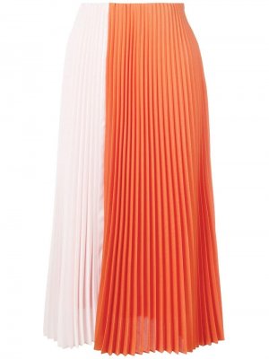 Плиссированная юбка в стиле колор-блок Tome. Цвет: оранжевый