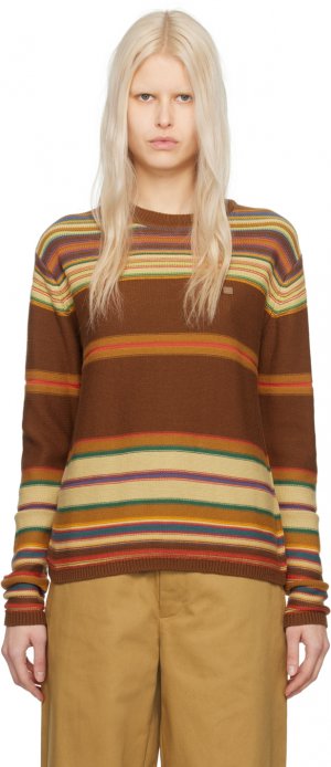 Коричневый полосатый свитер Acne Studios