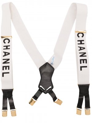 Подтяжки 1997-го года с логотипом Chanel Pre-Owned. Цвет: белый