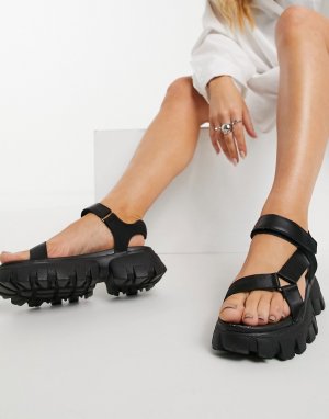 Черные массивные сандалии в спортивном стиле -Черный цвет Truffle Collection
