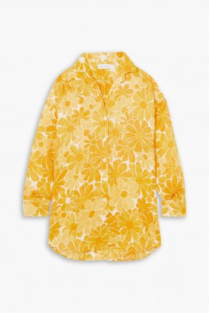 Льняное платье-рубашка мини Tortuga с цветочным принтом FAITHFULL THE BRAND, бархатцы Brand
