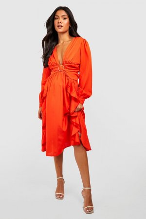 Платье миди с вырезом для беременных boohoo, оранжевый Boohoo