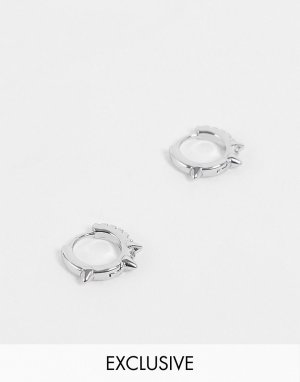 Серебристые серьги-кольца в стиле унисекс с шипами Inspired-Серебристый Reclaimed Vintage