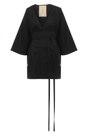 Жакет-кимоно изо льна и хлопка MIDGARD PARIS. Цвет: чёрный