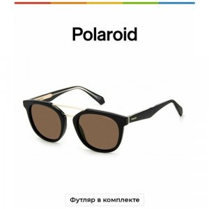 Солнцезащитные очки , черный, коричневый Polaroid. Цвет: черный/коричневый