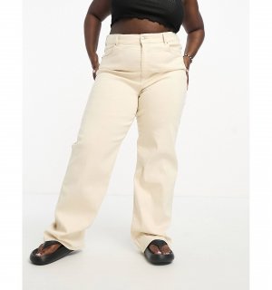 Бежевые прямые джинсы с завышенной талией Moxy Dr Denim Plus