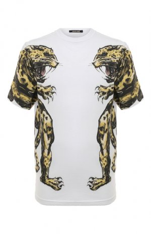 Хлопковая футболка Roberto Cavalli. Цвет: белый